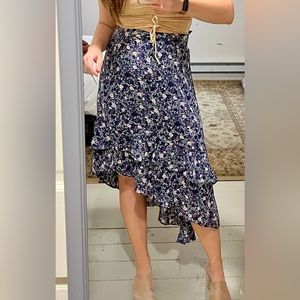 Royal blue floral midi skirt